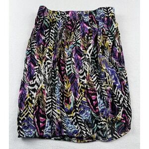 H&M Faux Wrap Skirt Feather Print Size 10